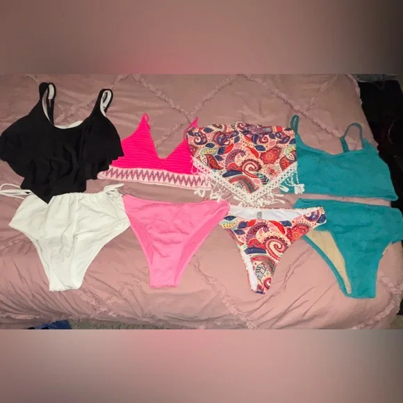 Mixed Lot Of 2 Piece Swimwear Size Medium and Large. Barely Worn. 8 pieces total - Picture 1 of 9